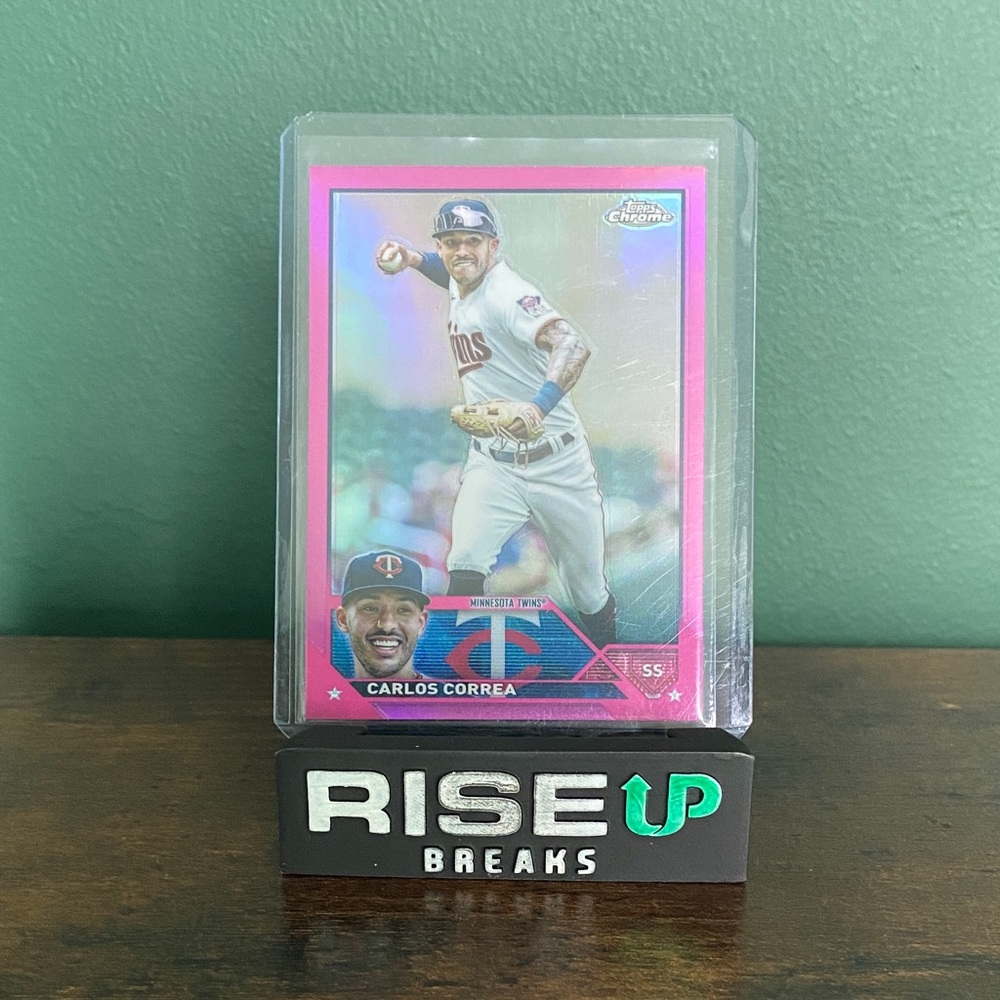 Carlos Correa 2023 Topps Chrome Pink Refractor #140 Minnesota Twins.
